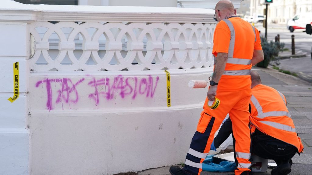 Graffiti calling Angela Rayner ‘tax evader’ removed after resident pays for clean-up | Politics News