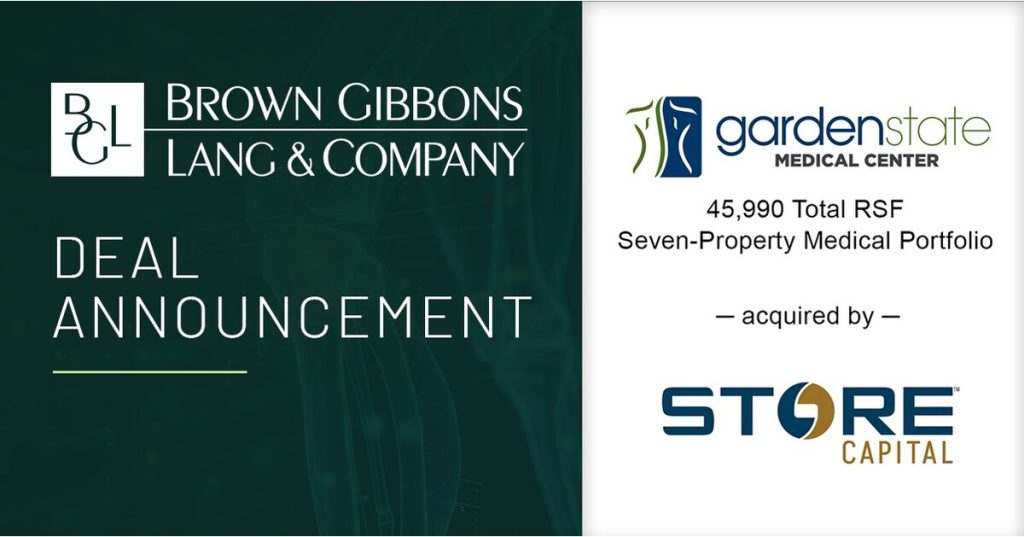 BGL Announces the Sale of the Garden State Medical Center Real Estate Portfolio