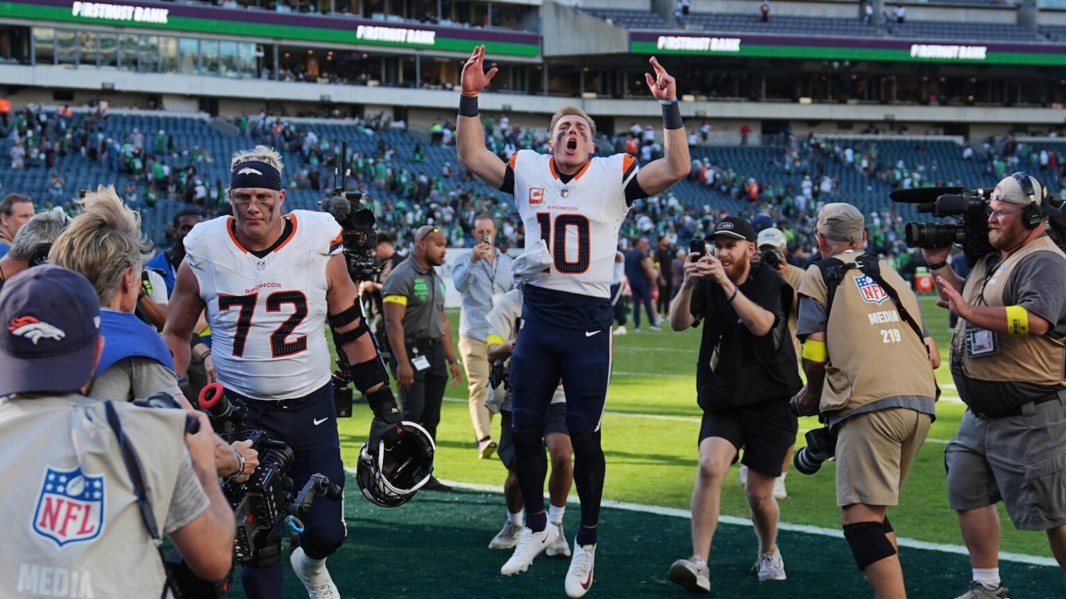 Broncos swagger after pulling off stunning comeback against Eagles for biggest win in a decade
