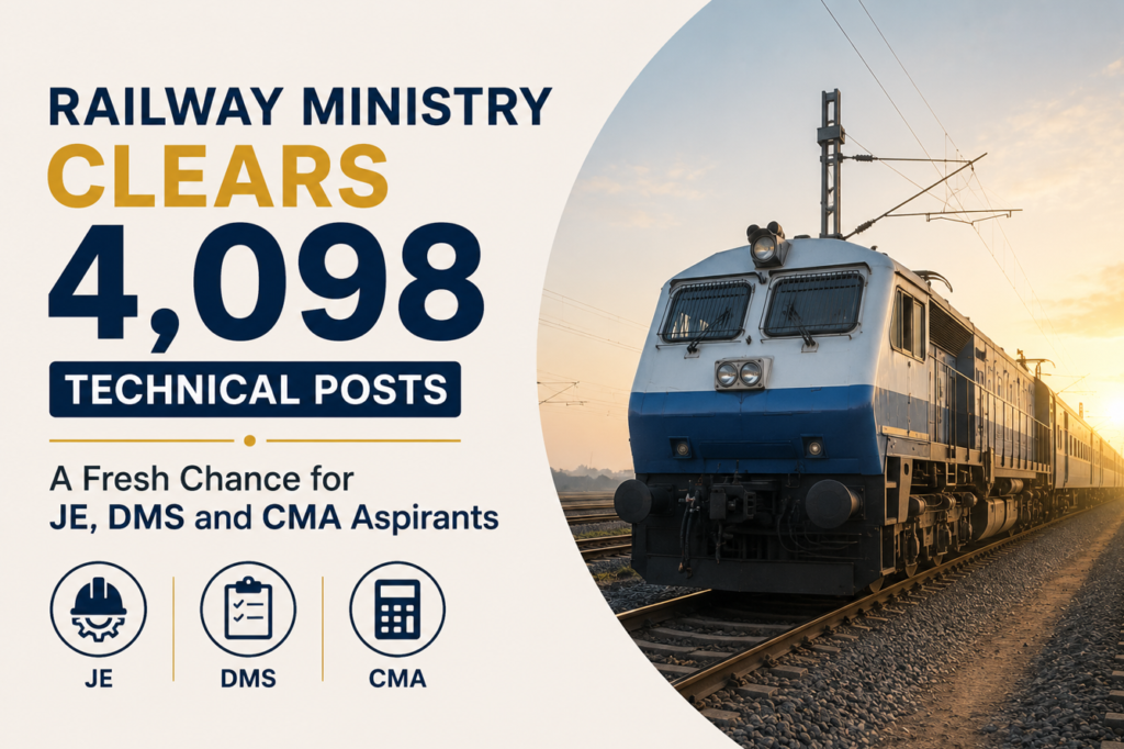 Railway Ministry Clears 4,098 Technical Posts, A Fresh Chance for JE, DMS and CMA Aspirants